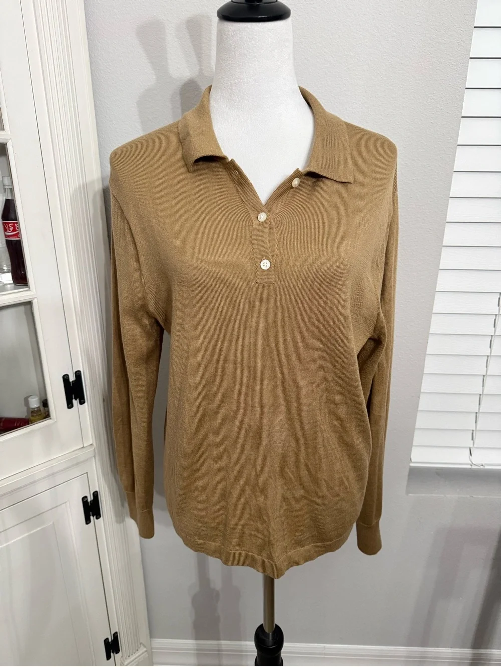 J. Crew Merino Blend Polo Sweater in Camel Brown